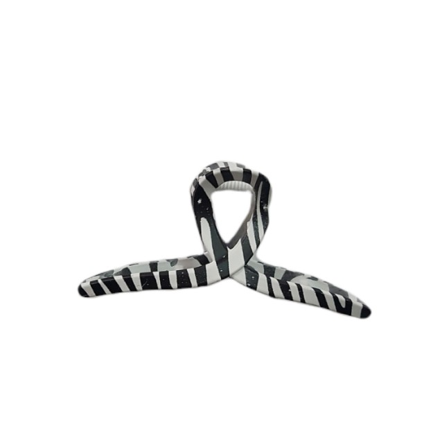 Ro Ro Accessories Μεταλλικό Κλάμερ Animal Print Άσπρο-Μαύρο 7.5cm 27-0017