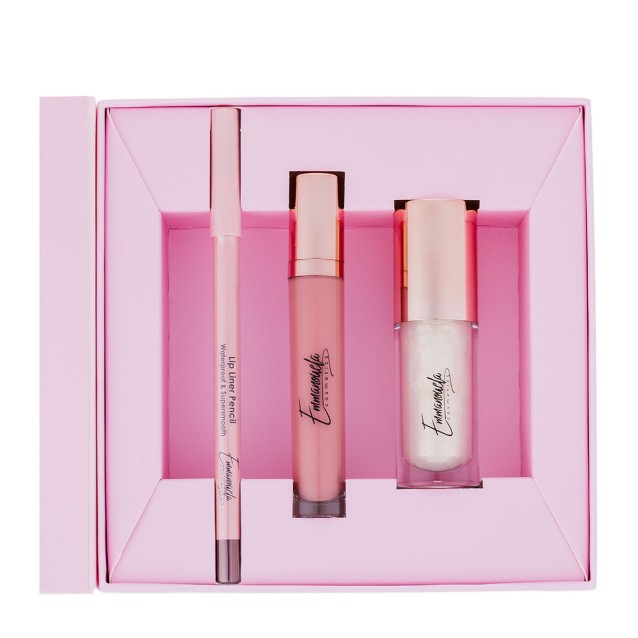 Emmanouela Cosmetics Darling Love Box (Lip liner No08 1,4g, Lipstick “Darling 5ml”,  Glitter Lips 5ml)