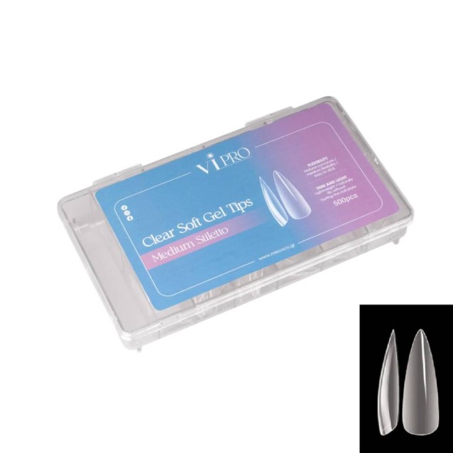 Vi Pro Soft Gel Tips 500τμχ Medium Stiletto Vi Pro Soft Gel Tips 500τμχ Medium Stiletto