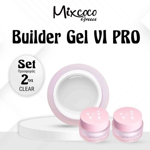 Vi Pro Builder Gel Clear Σετ 2τεμ.