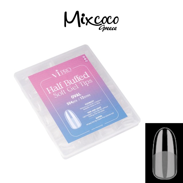 Mixcoco Soft Gel Tips Half Buffed Oval 504τμχ.
