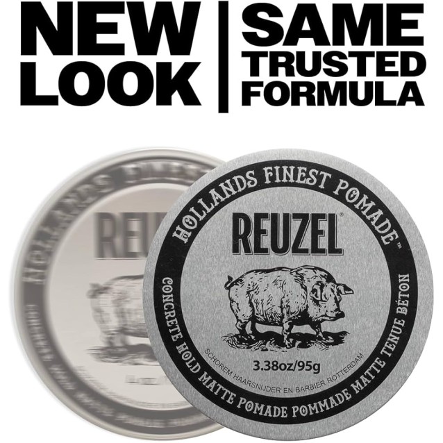 Reuzel Concrete Hold Matte Pomade για δυνατό κράτημα με φυσικό αποτέλεσμα χωρίς γυαλάδα 95gr 