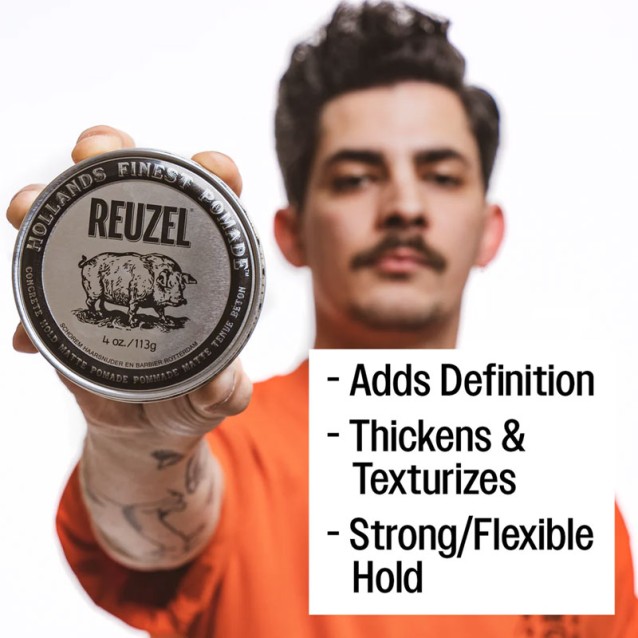 Reuzel Concrete Hold Matte Pomade για δυνατό κράτημα με φυσικό αποτέλεσμα χωρίς γυαλάδα 95gr 
