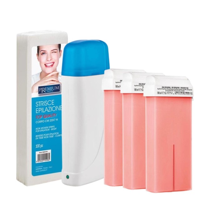 Xanitalia Σετ (Κεριέρα, 3 Ρολέτες Ροζ Τιτάνιο, Ταινίες Αποτρίχωσης Non-Woven)