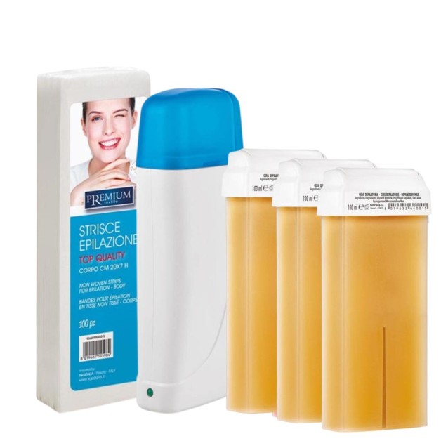 Xanitalia Σετ (Κεριέρα, 3 Ρολέτες Κίτρινο Μέλι, Ταινίες Αποτρίχωσης Non-Woven)