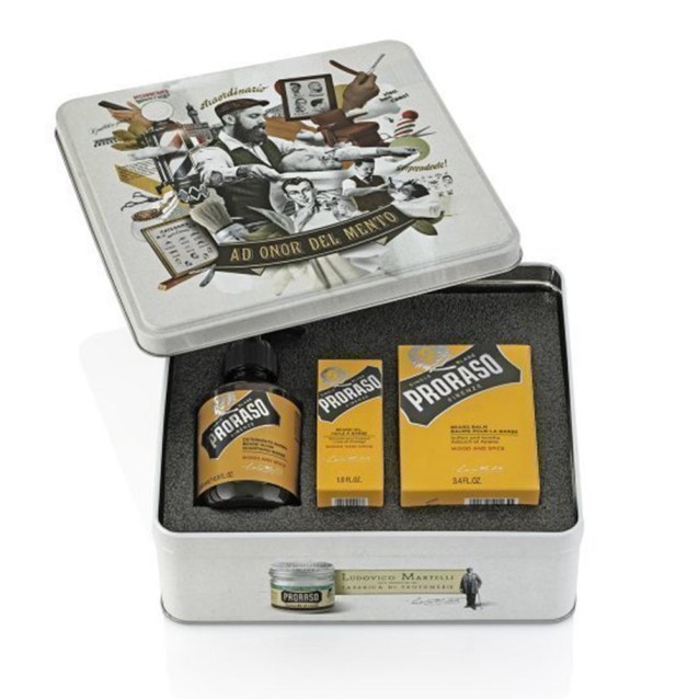 Proraso Wood and Spice Beard Care Σετ (Καθαρισμός Γενειάδας 200ml, Beard Balm 100ml, Beard Oil 30ml)