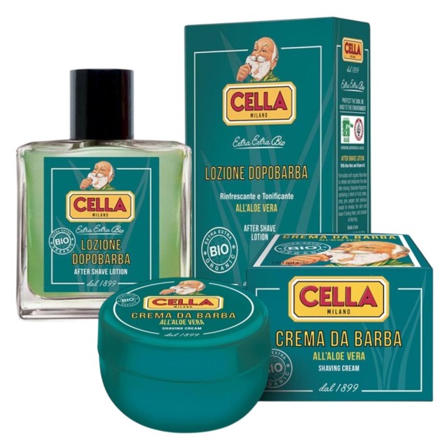 Cella Aloe Bio/Organic Σετ (Aftershave Lotion 100ml, Shaving Cream 150ml)