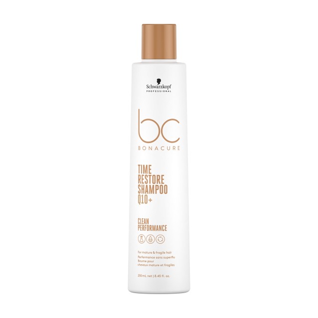 Schwarzkopf Professional BC Bonacure Σαμπουάν με αντιγηραντική δράση, με Q10+ Time Restore για εύθραυστα και ώριμα μαλλιά 250ml