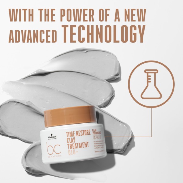 Schwarzkopf Professional BC Bonacure Θεραπεία Ενδυνάμωσης Μαλλιών με αντιγηραντική δράση, με Q10+ Time Restore Clay για εύθραυστα και ώριμα μαλλιά 200ml