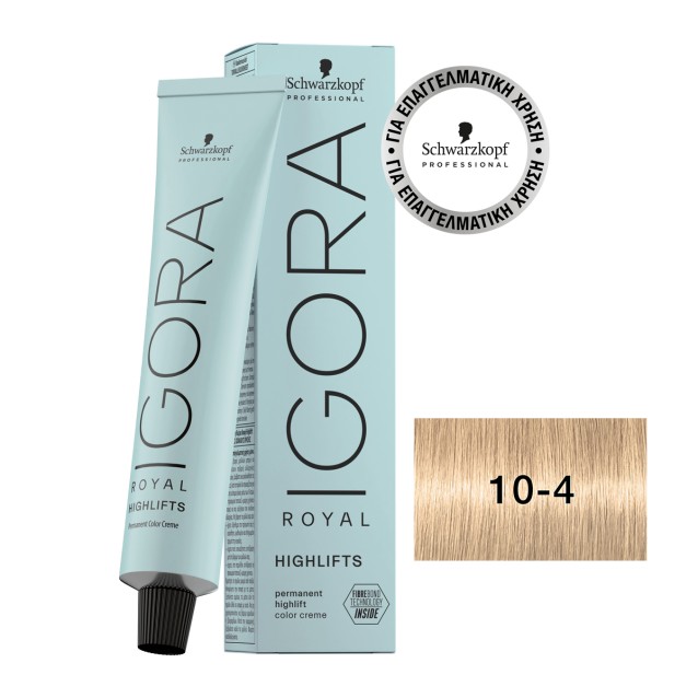 Schwarzkopf Professional Igora Royal Highlifts Ξανθιστική Κρέμα Βαφή 10-4 Κατάξανθο Μπεζ 60ml