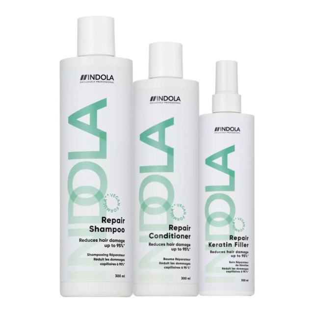 Indola Repair Σετ (Σαμπουάν 300ml, Conditioner 300ml, Keratin Filler 300ml) 