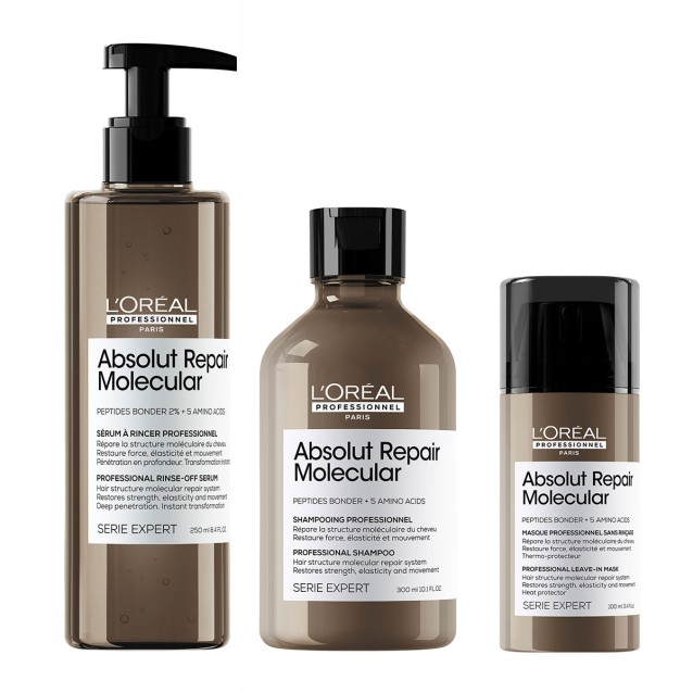 L’Oréal Professionnel Serie Expert Absolut Repair Molecular Σετ Επανόρθωσης & Αναδόμησης (Σαμπουάν 300ml, Leave-in Μάσκα 100ml & Serum 250ml)