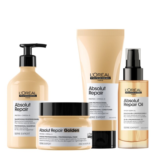 L’Oréal Professionnel Serie Expert Absolut Repair Set (Σαμπουάν 500ml, Μάσκα 250ml , Conditioner 200ml , Λάδι 90ml)