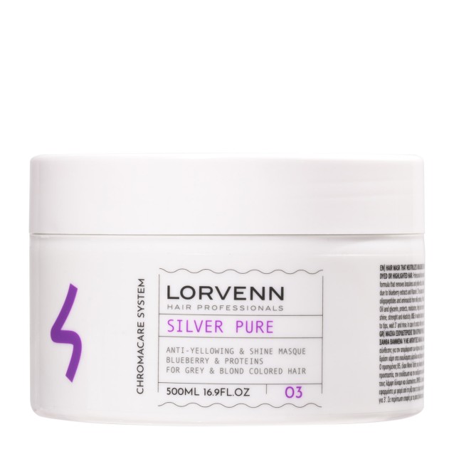 Lorvenn Silver Pure  Anti Yellowing & Shine Masque για Γκρίζα & Ξανθά Μαλλιά  500ml Lorvenn Silver Pure  Anti Yellowing & Shine Masque για Γκρίζα & Ξανθά Μαλλιά  500ml