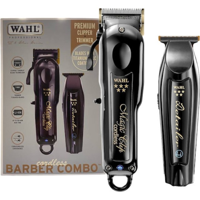 Wahl Professional Magic Clip & Detailer Trimmer Επαγγελματικό Σετ Επαναφορτιζόμενης Κουρευτικής Μηχανής Μαύρο
