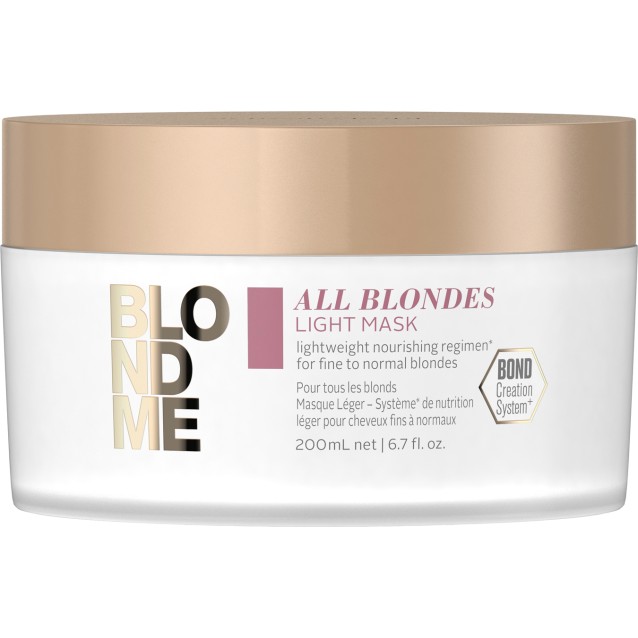 Schwarzkopf Professional BlondMe Μάσκα μαλλιών All Blondes Light ανάλαφρης θρέψης, για λεπτά προς κανονικά μαλλιά 200ml