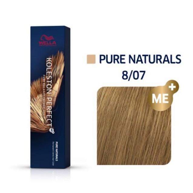 Wella Professionals Koleston Perfect Me+ Ξανθό Ανοιχτό Φυσικό Καφέ 8/07 Pure Naturals 60ml